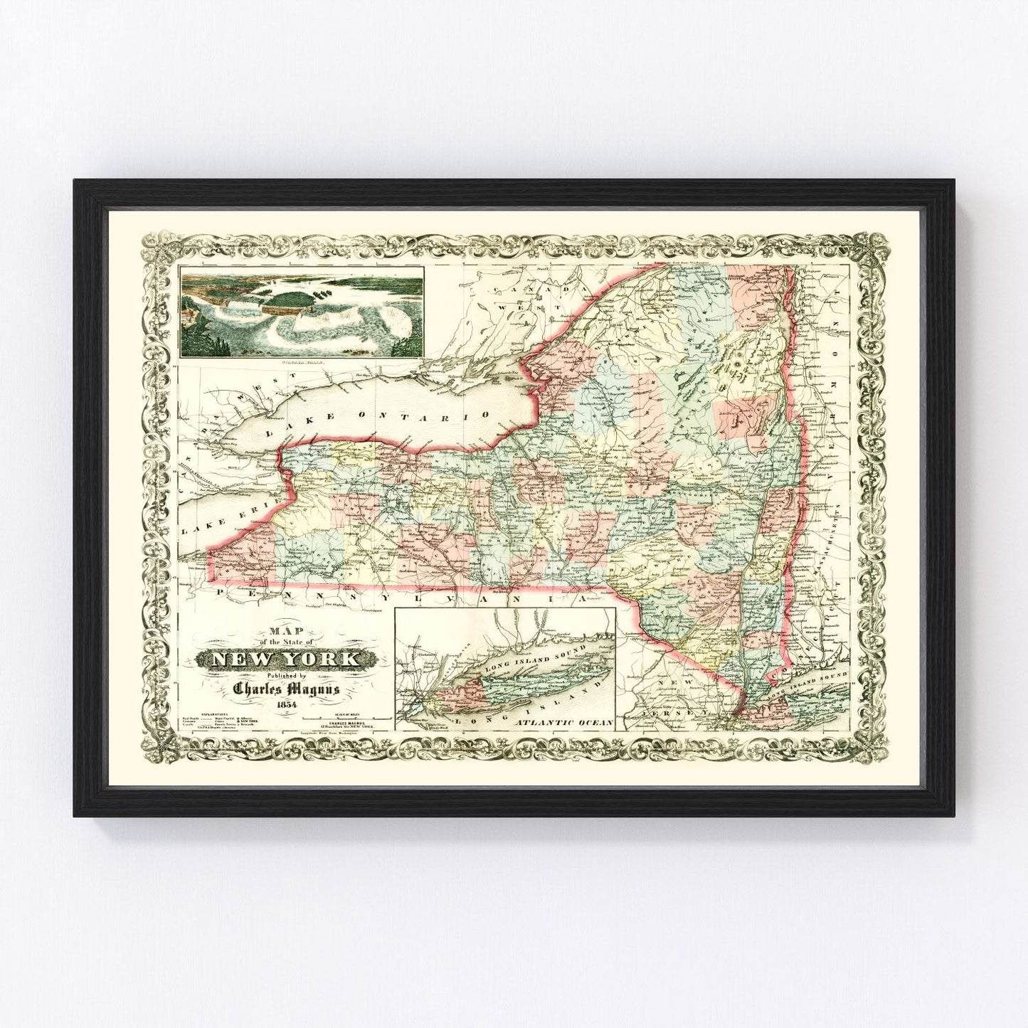 Vintage Map of New York 1854