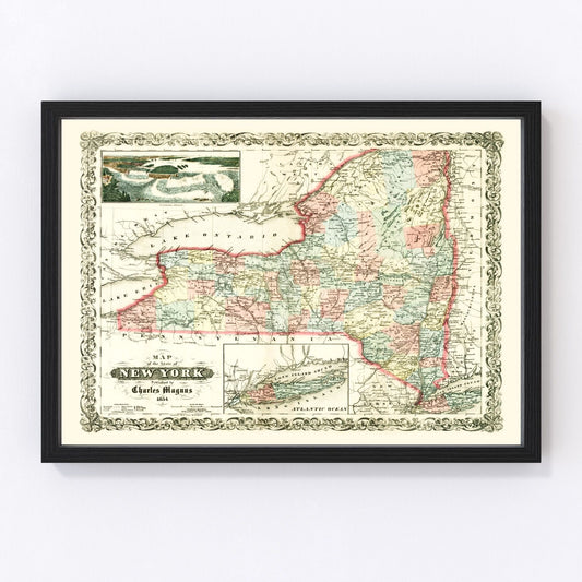 Vintage Map of New York 1854
