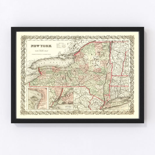 Vintage Map of New York 1855