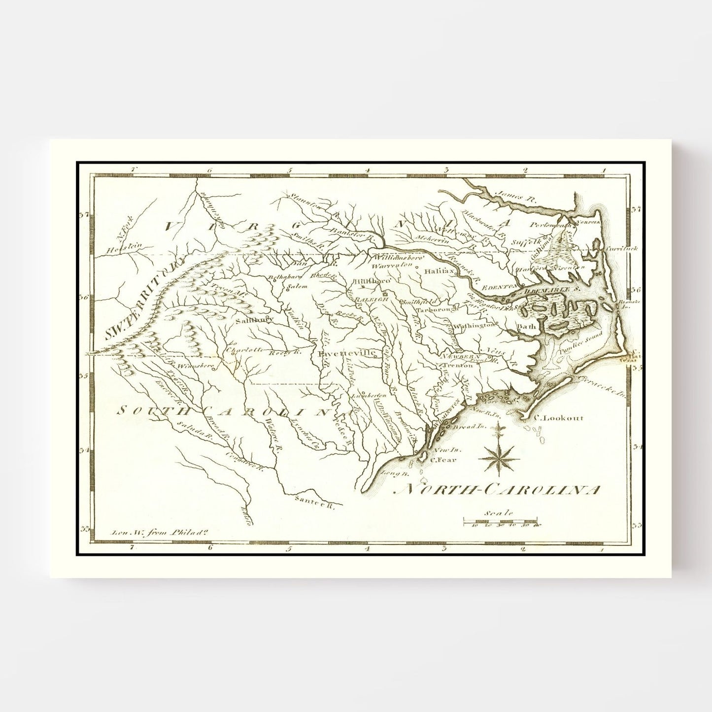 Vintage Map of North Carolina 1795