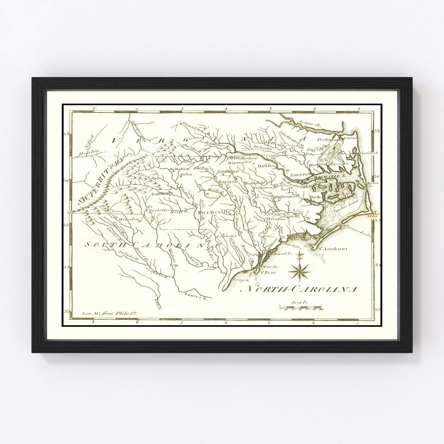 Vintage Map of North Carolina 1795