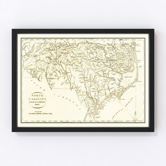 Vintage Map of North Carolina 1800