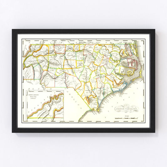 Vintage Map of North Carolina 1814