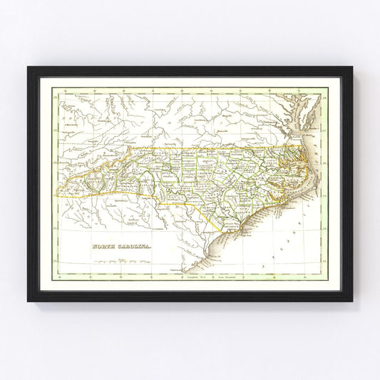 Vintage Map of North Carolina 1835
