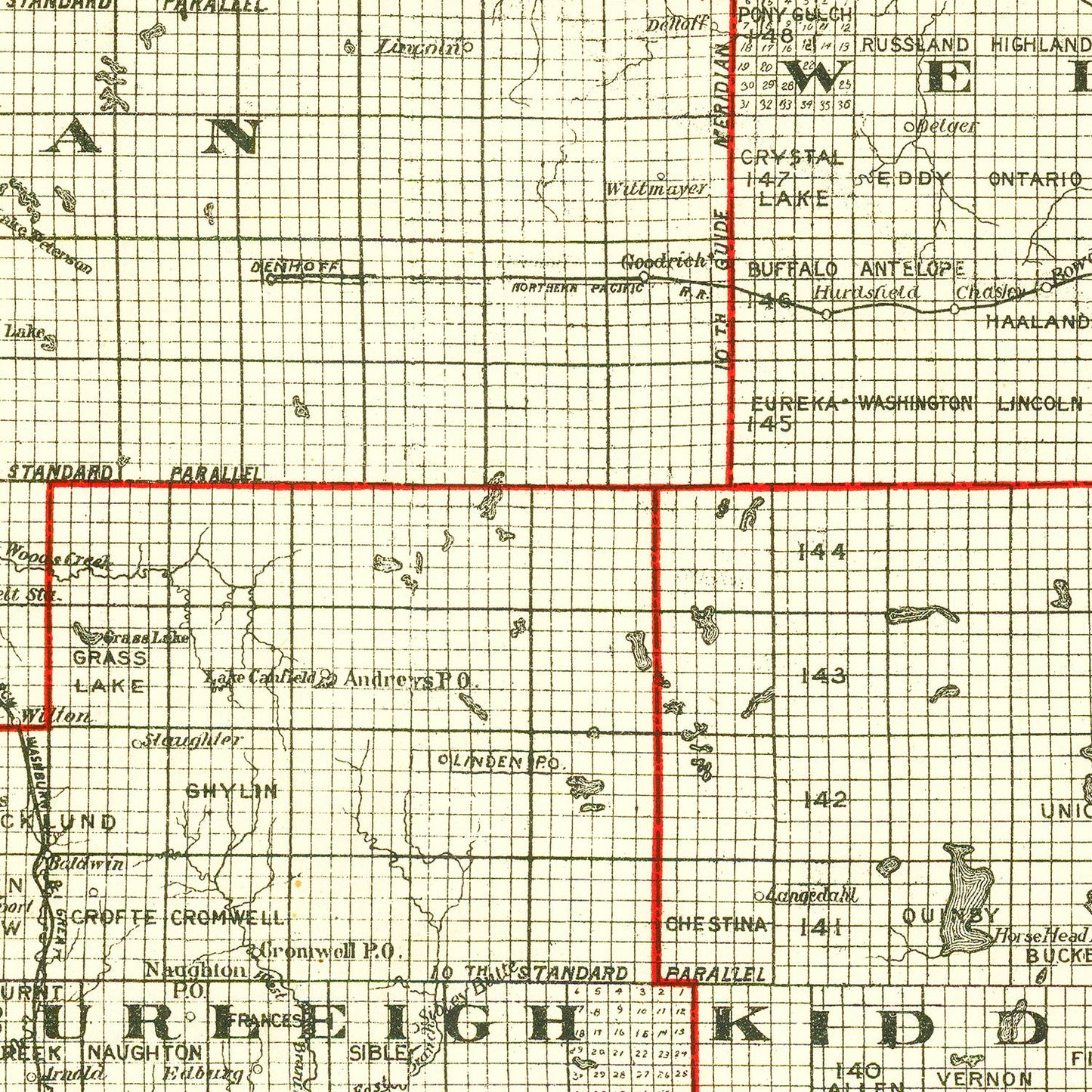 Vintage Map of North Dakota 1902