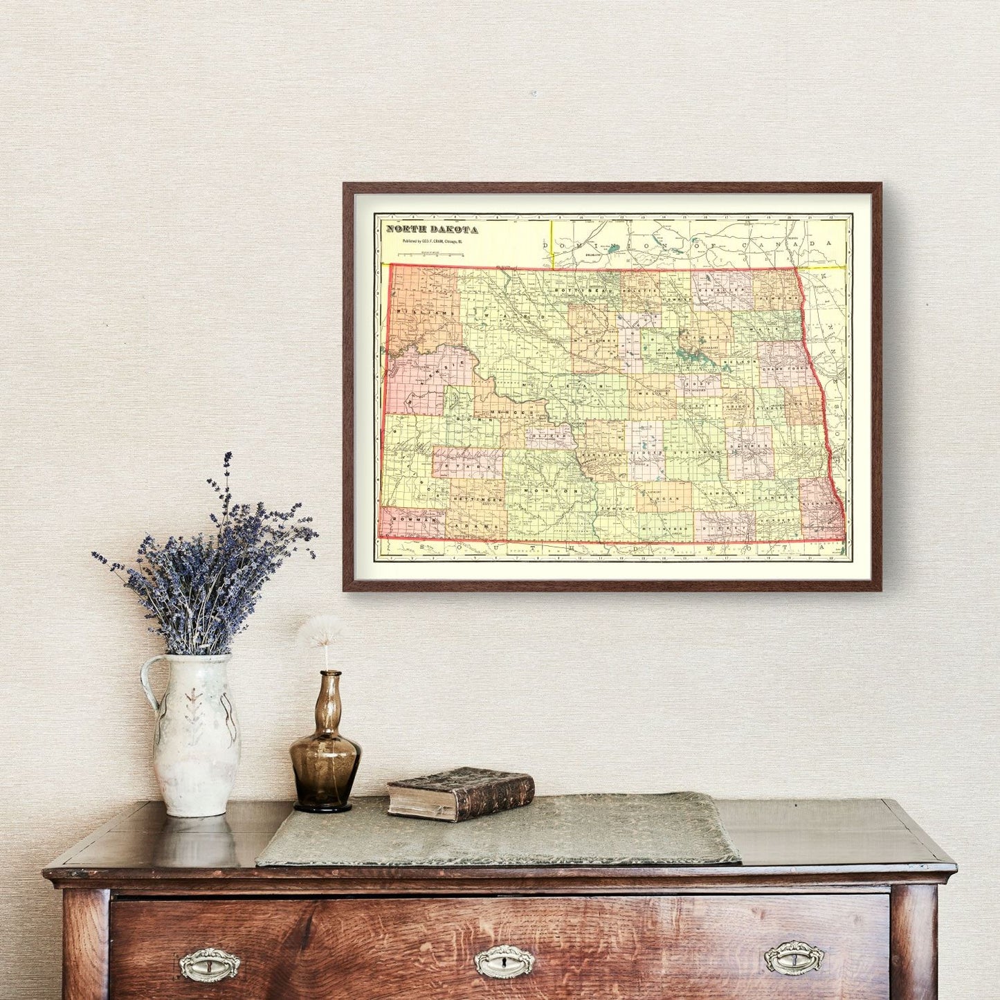 Vintage Map of North Dakota 1909
