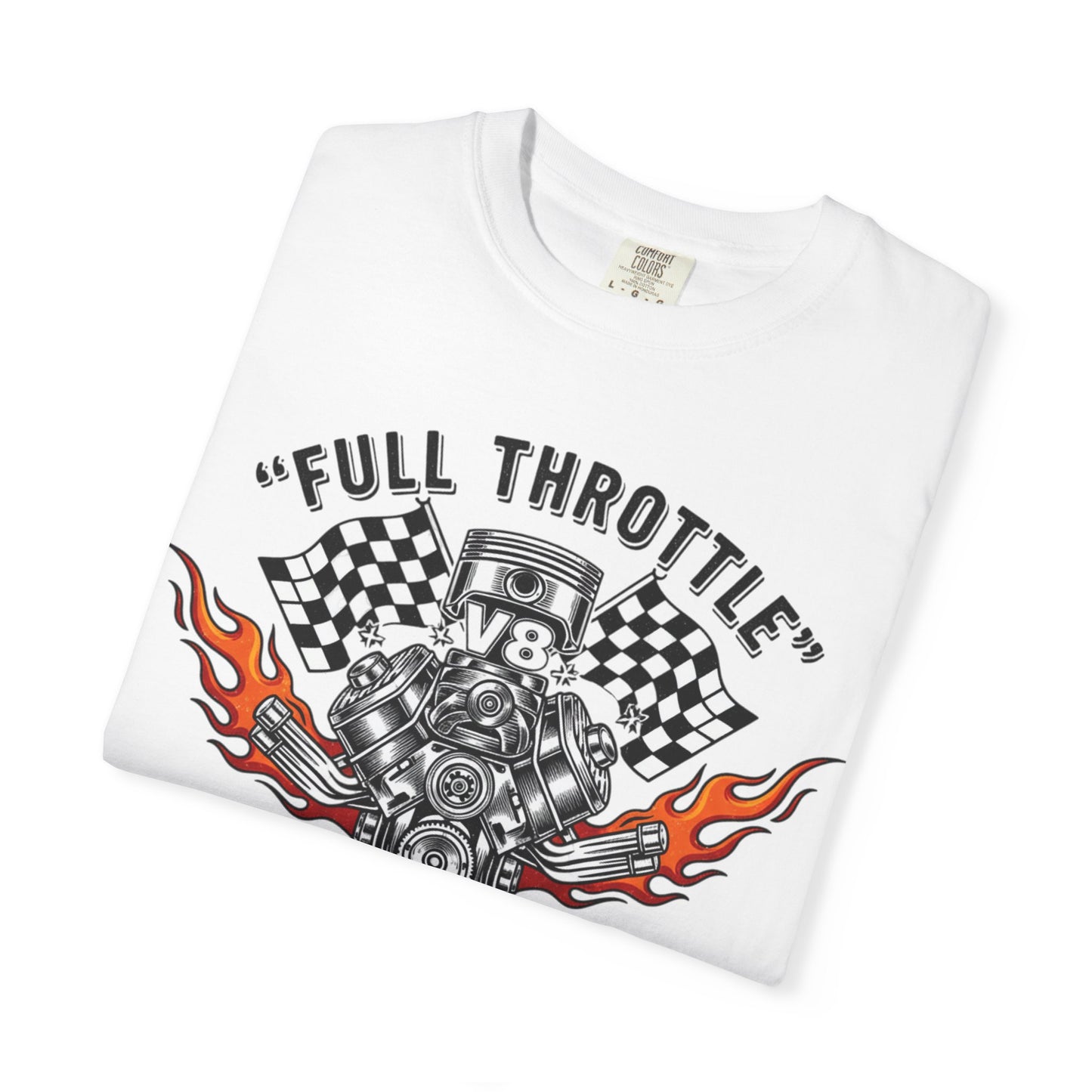 Full Throttle V8 Engine T-shirt | Racing Flags, Flames