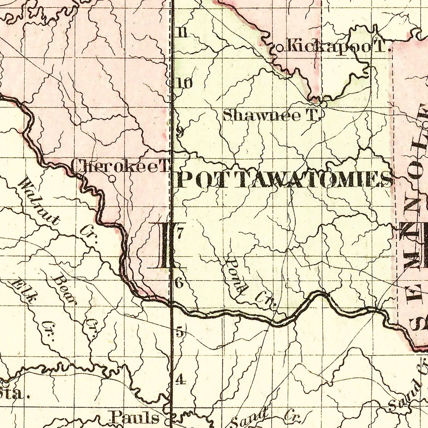 Vintage Indian Territory Map (Oklahoma) 1872