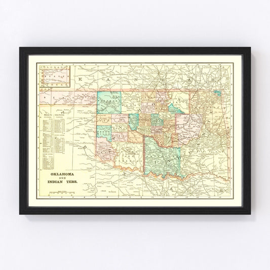 Vintage Map of Oklahoma 1899