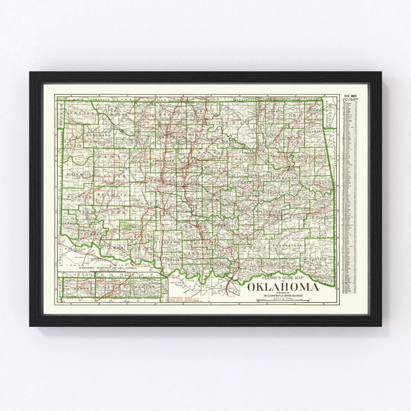 Vintage Map of Oklahoma 1915