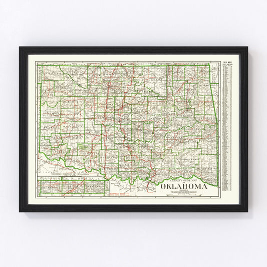 Vintage Map of Oklahoma 1915