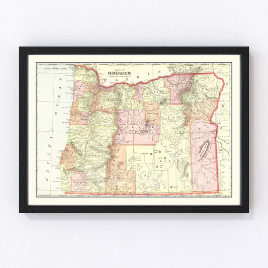 Vintage Map of Oregon 1909