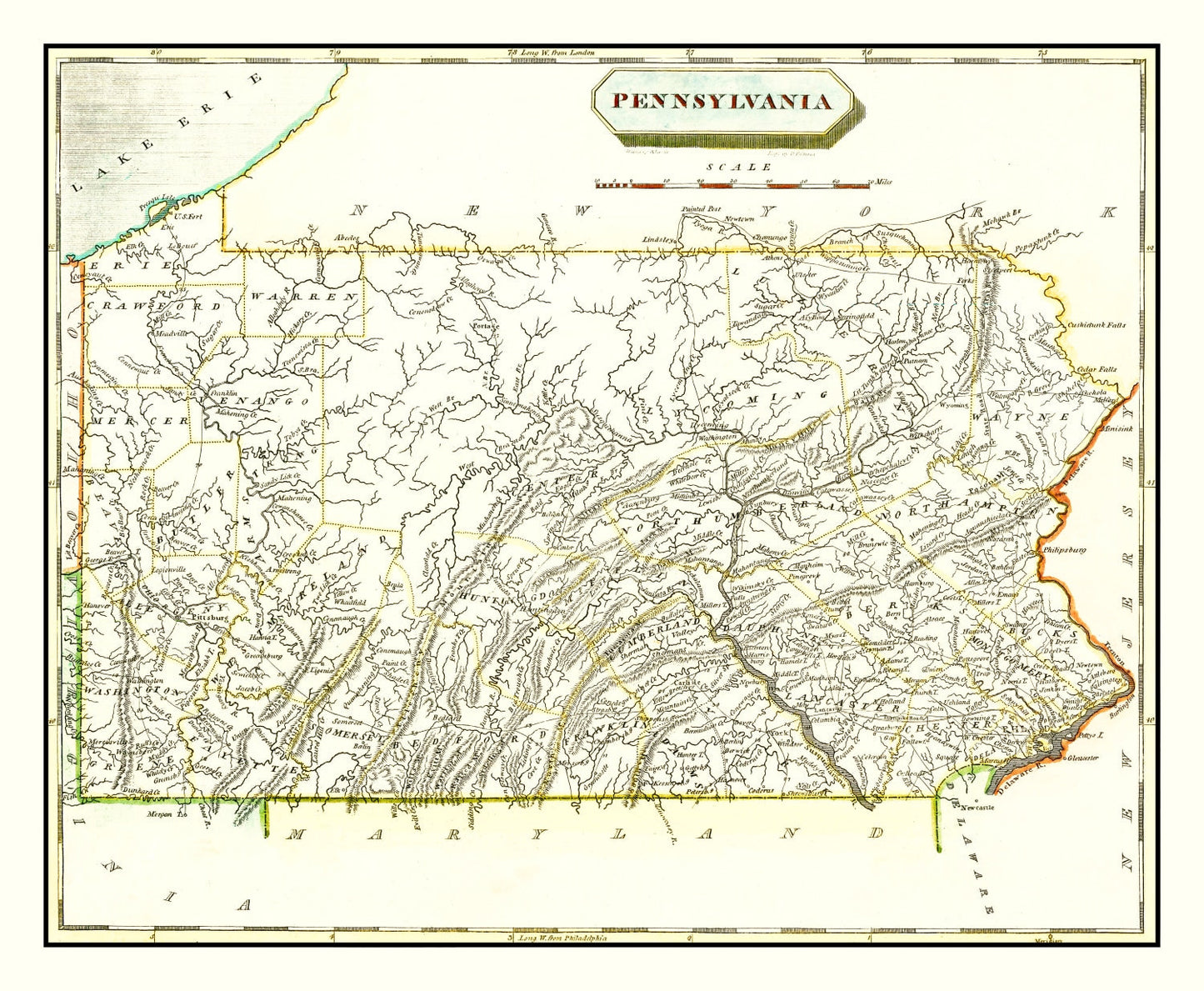 Vintage Map of Pennsylvania 1804