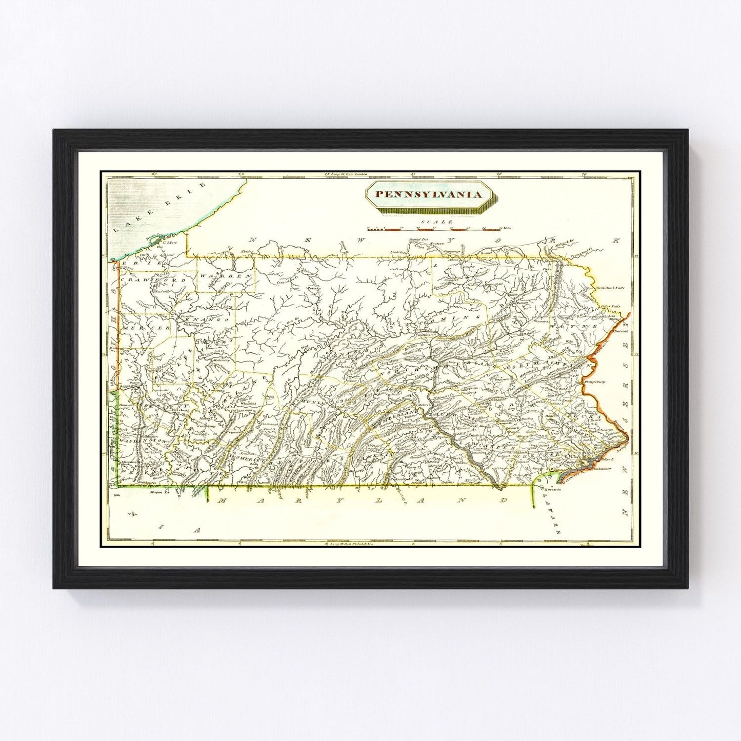 Vintage Map of Pennsylvania 1804