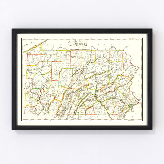 Vintage Map of Pennsylvania 1814