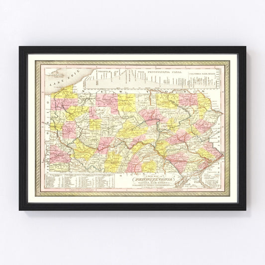 Vintage Map of Pennsylvania 1850