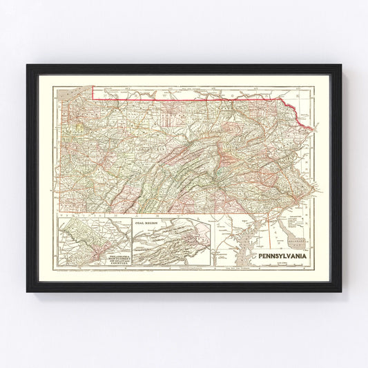 Vintage Map of Pennsylvania 1856