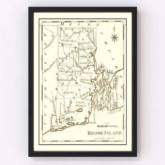 Vintage Map of Rhode Island 1795