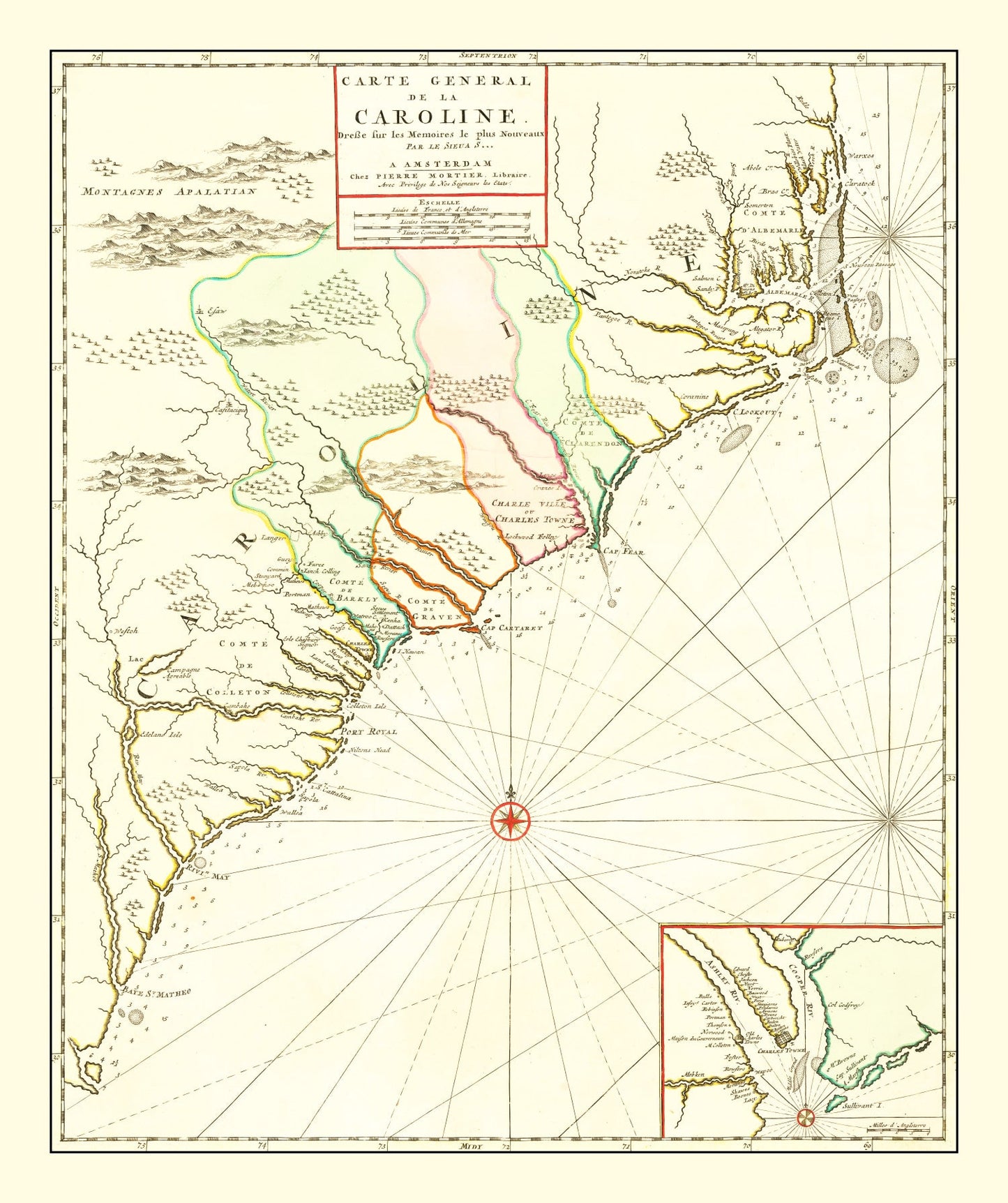 Vintage Map of South Carolina 1696