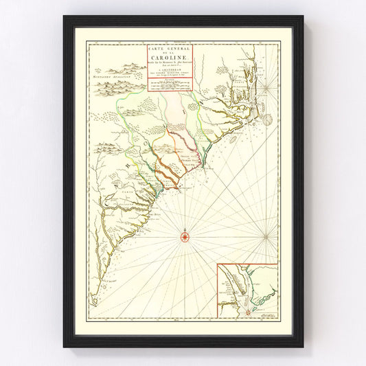 Vintage Map of South Carolina 1696