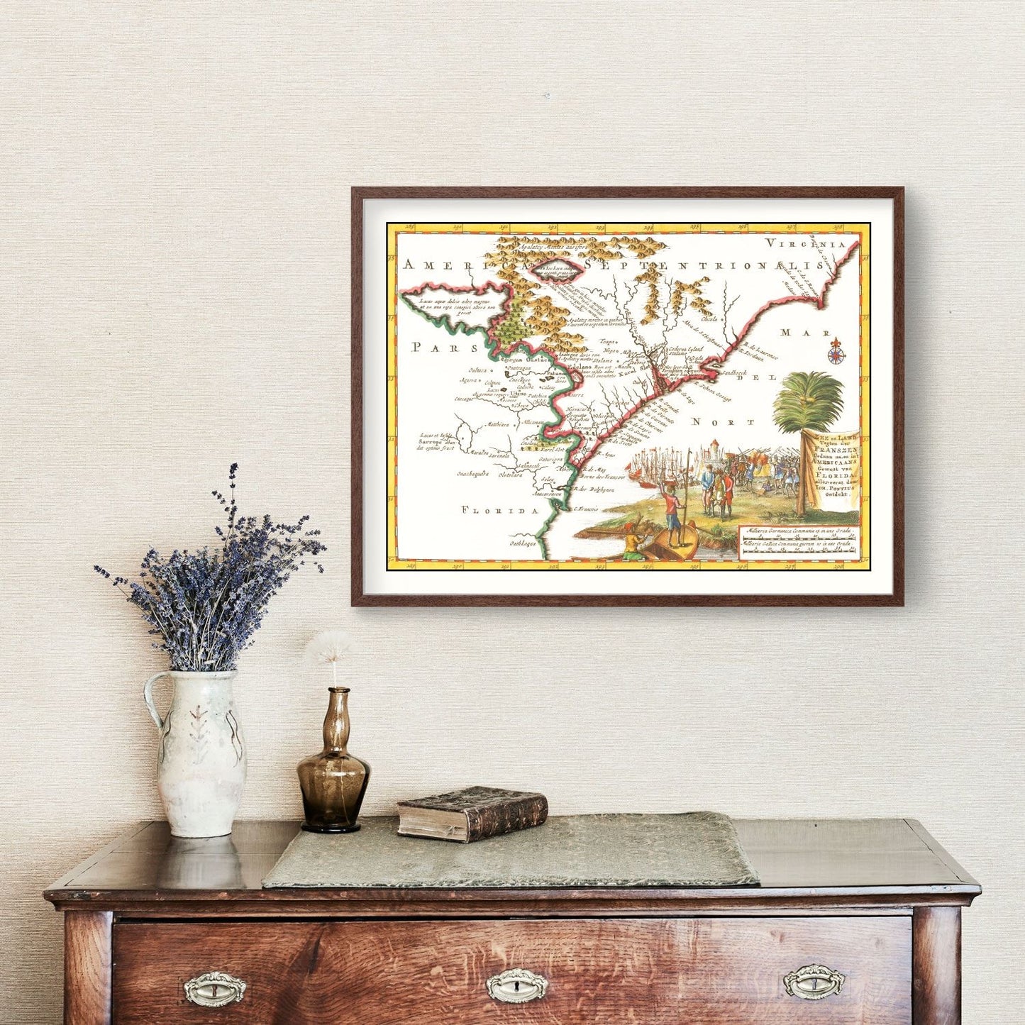 Vintage Map of South Carolina 1706