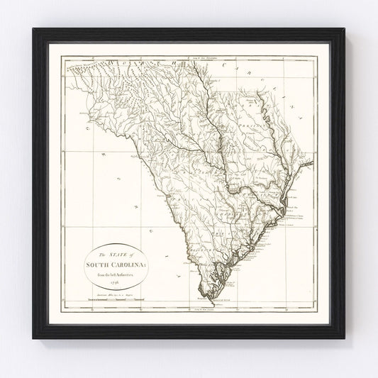 Vintage Map of South Carolina 1796