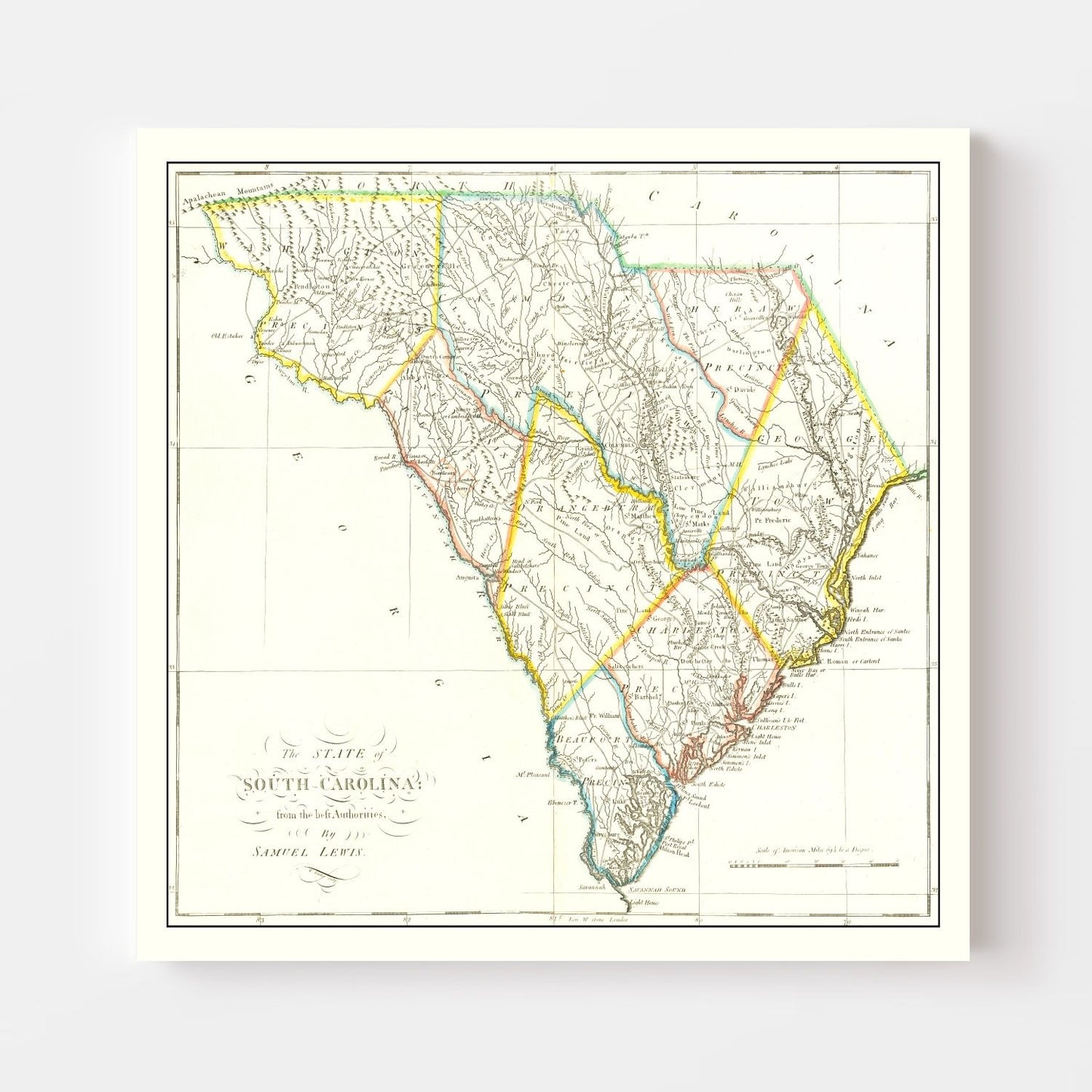 Vintage Map of South Carolina 1814