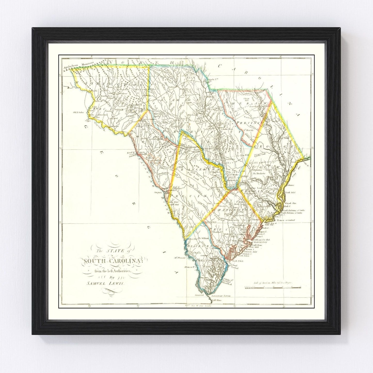 Vintage Map of South Carolina 1814