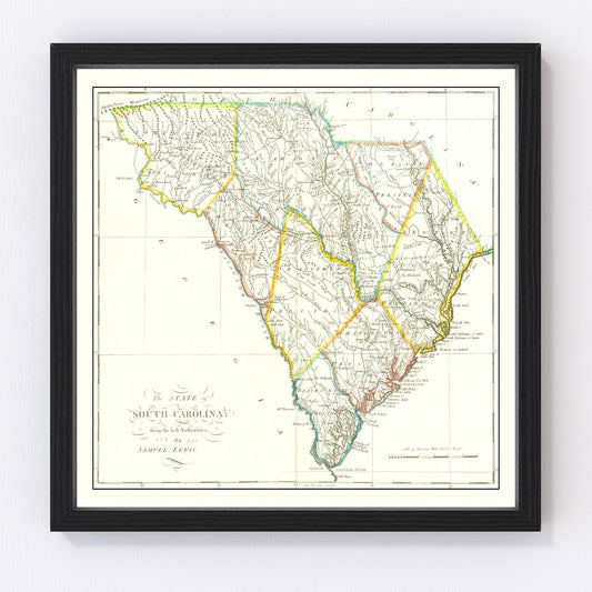 Vintage Map of South Carolina 1814