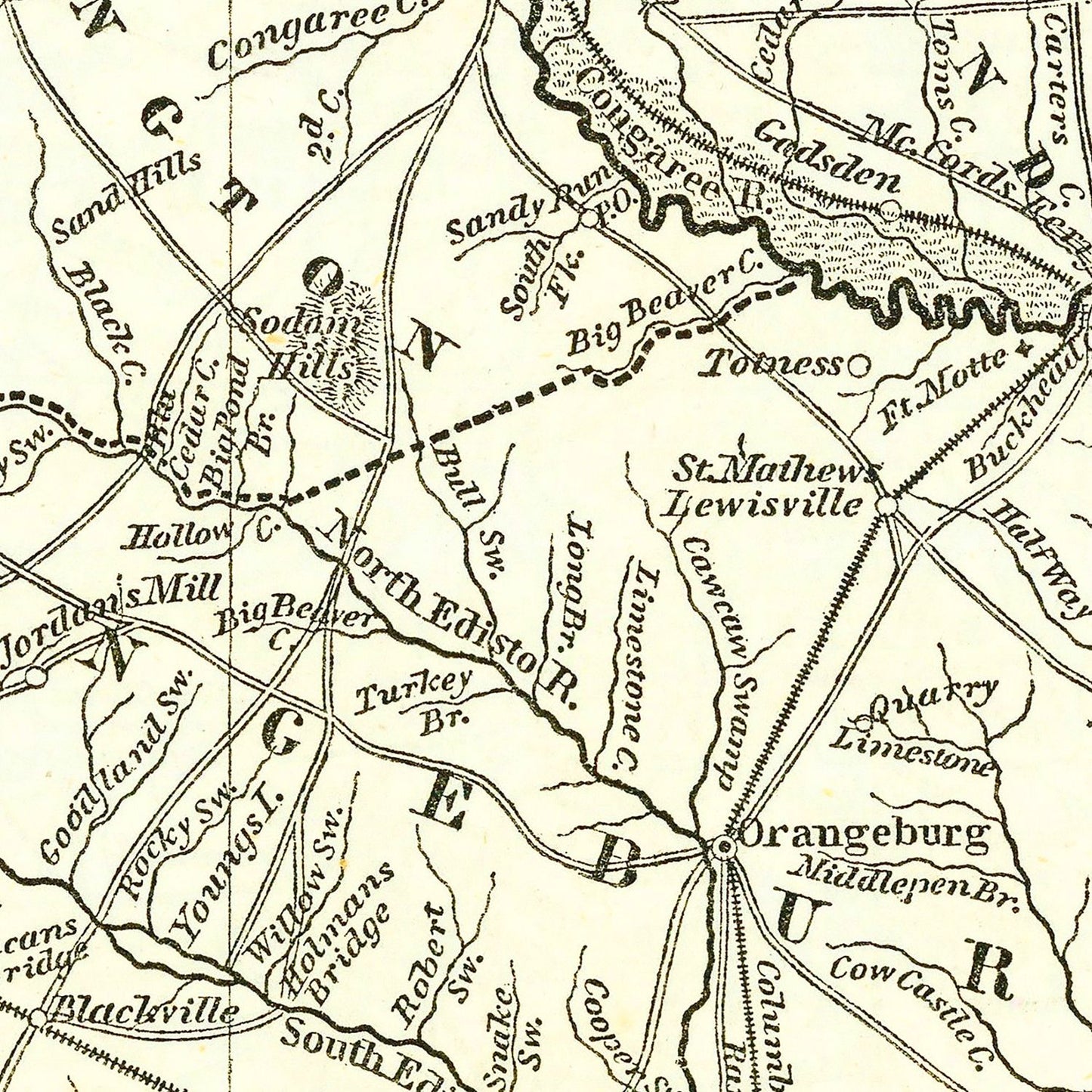 Vintage Map of South Carolina 1843