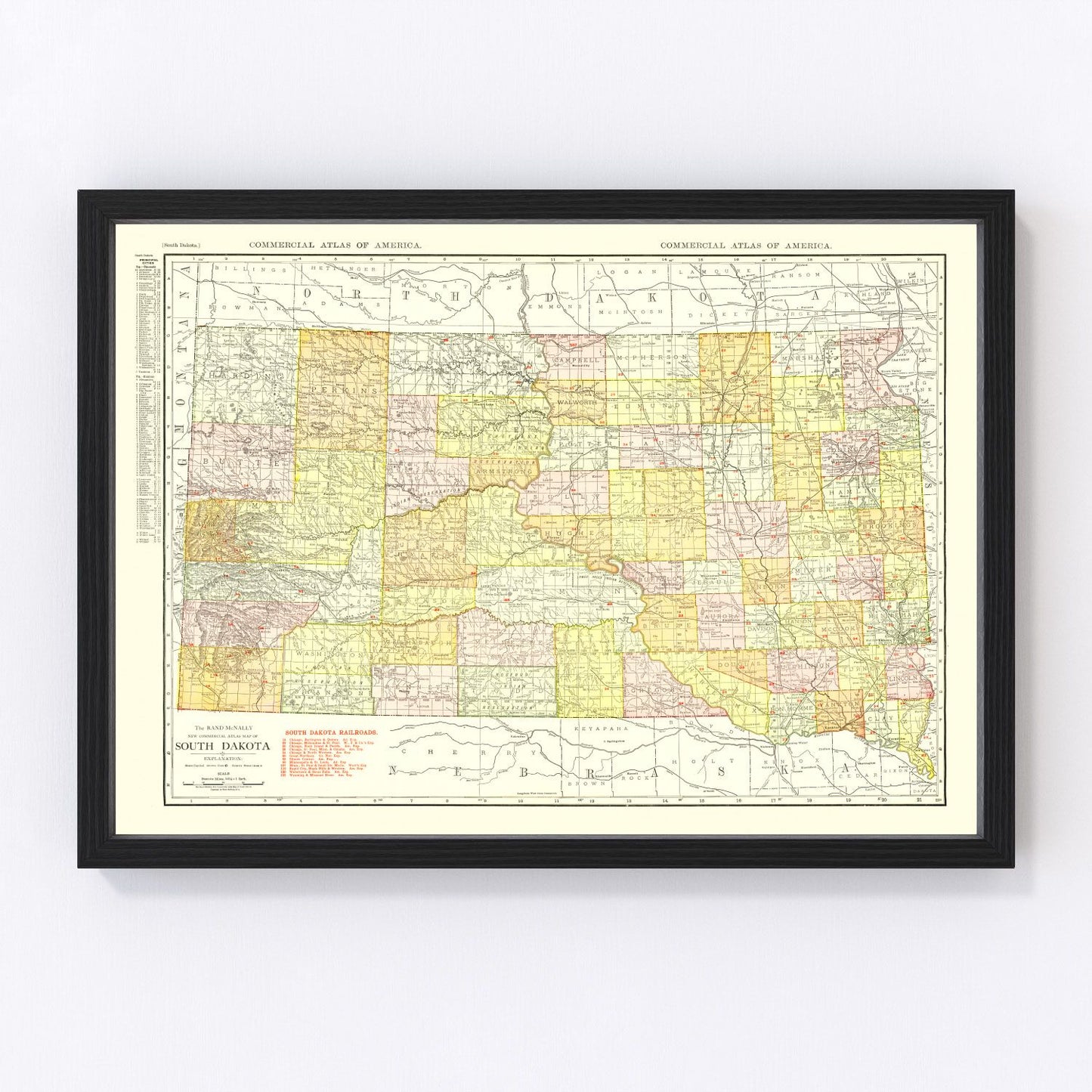 Vintage Map of South Dakota 1917