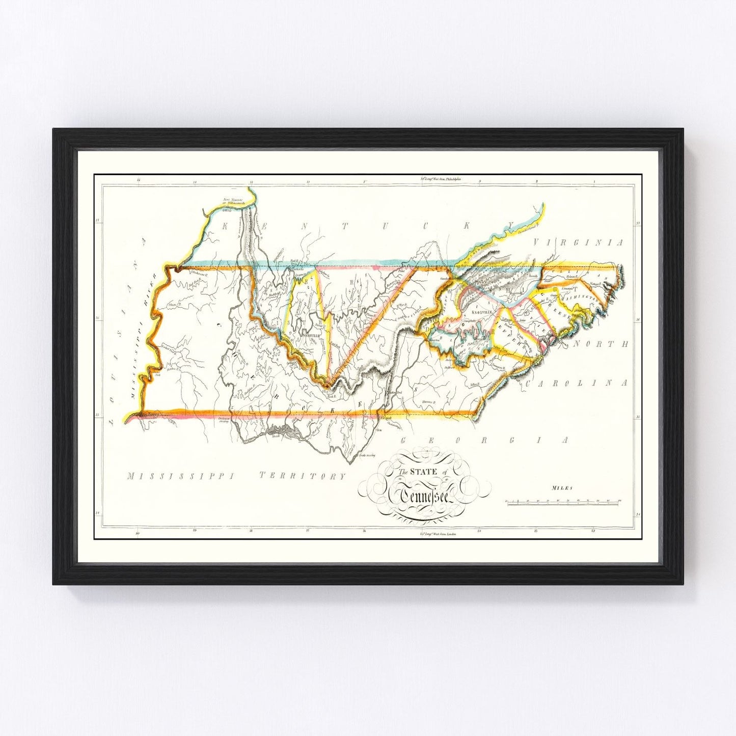 Vintage Map of Tennessee 1814
