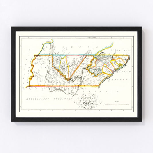 Vintage Map of Tennessee 1814