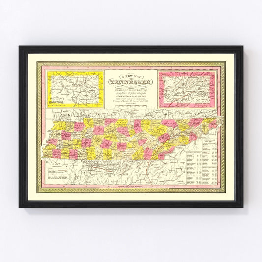 Vintage Map of Tennessee 1847