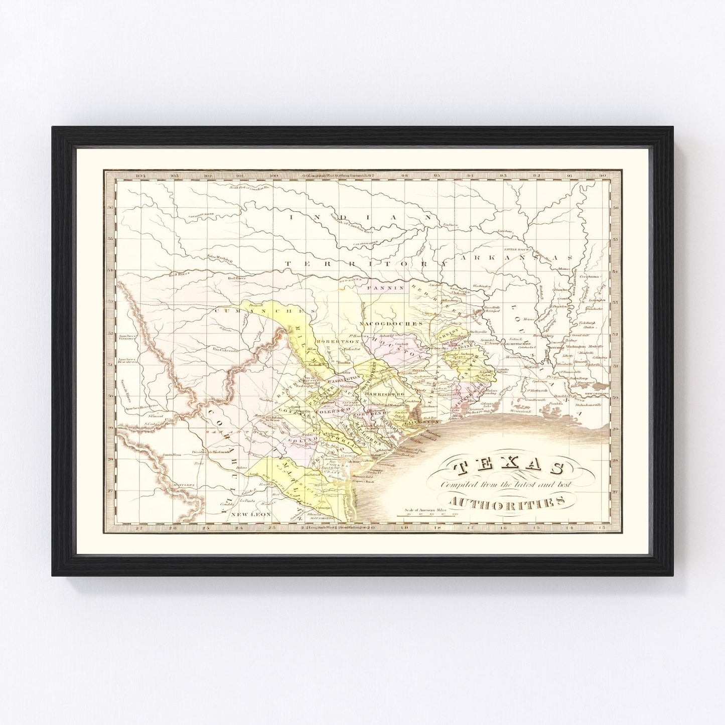 Vintage Map of Texas 1842