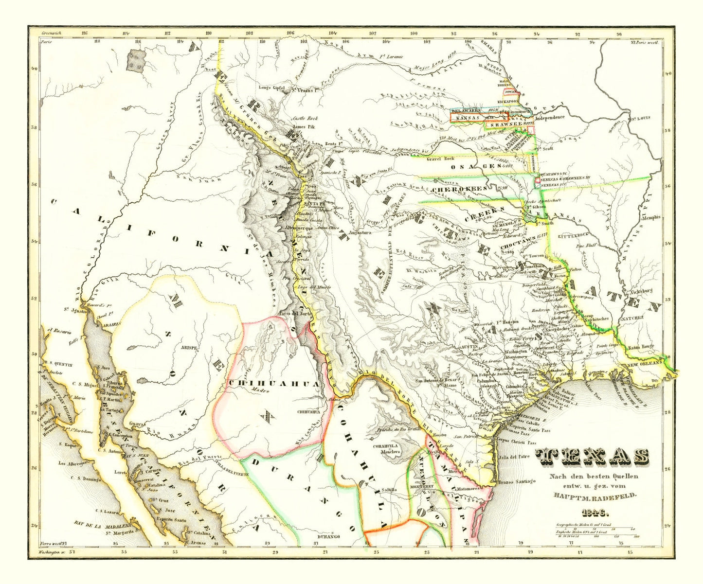 Vintage Map of Texas 1846