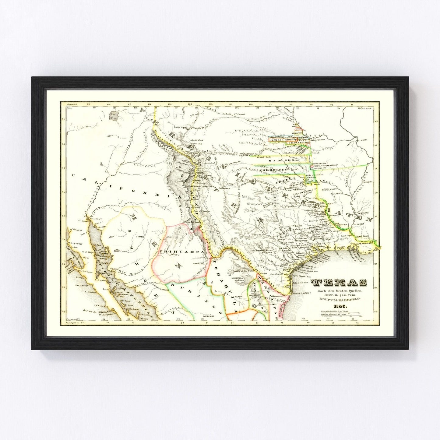 Vintage Map of Texas 1846