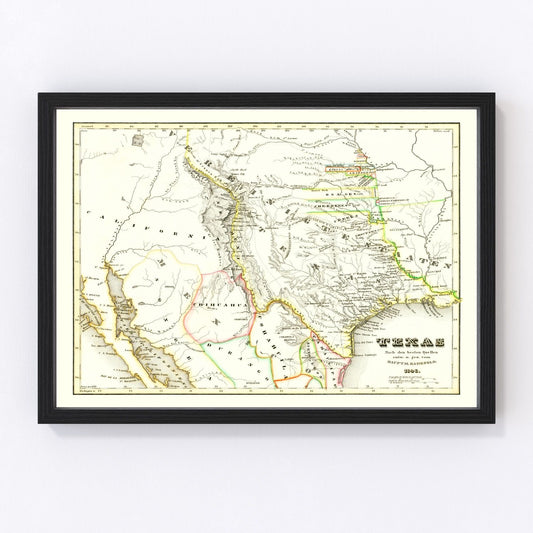 Vintage Map of Texas 1846
