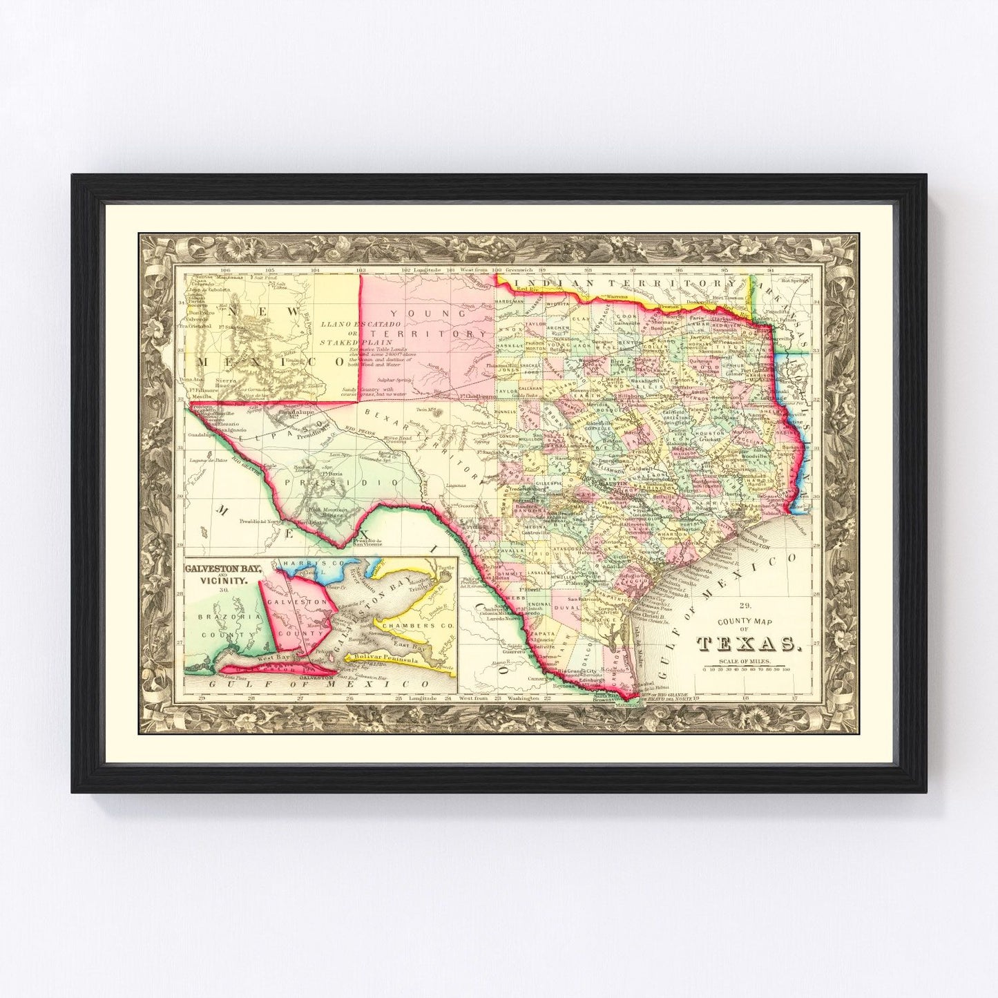 Vintage Map of Texas 1860