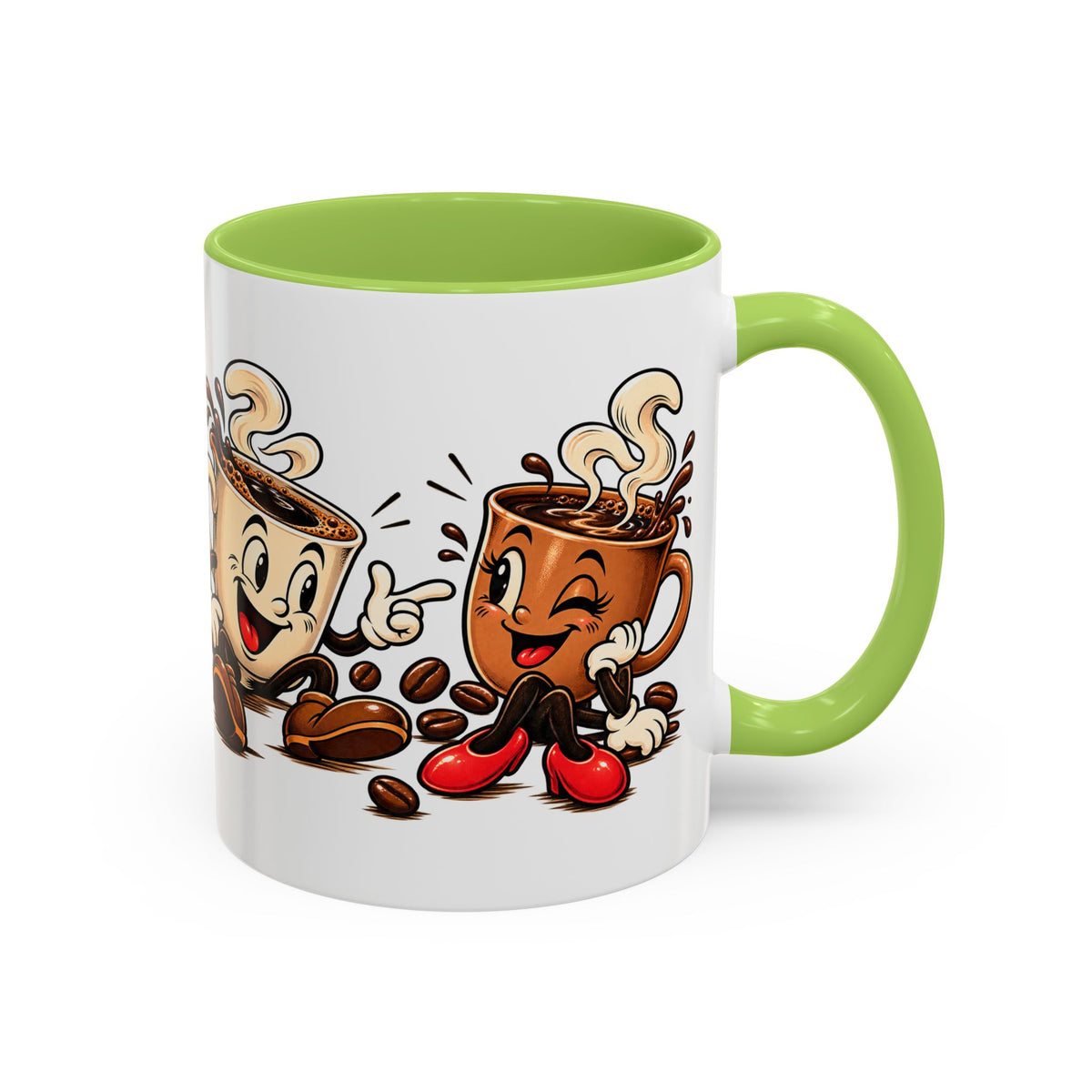 Coffee Cartoon Mug — Cute Dancing Coffee Cups Accent Mug