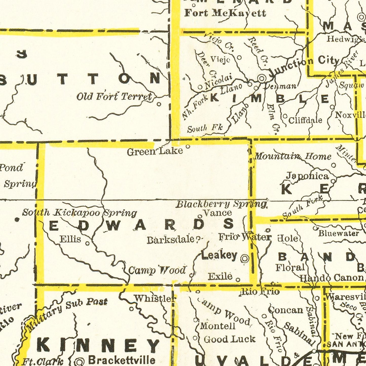 Vintage Railroad Map of Texas 1888