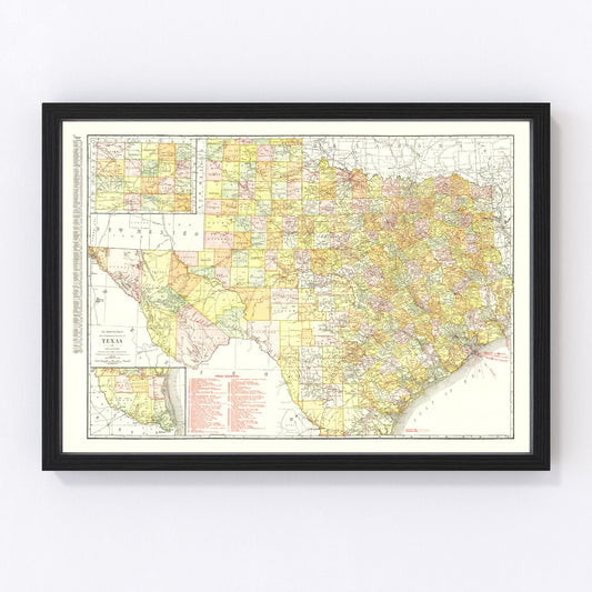 Vintage Map of Texas 1918