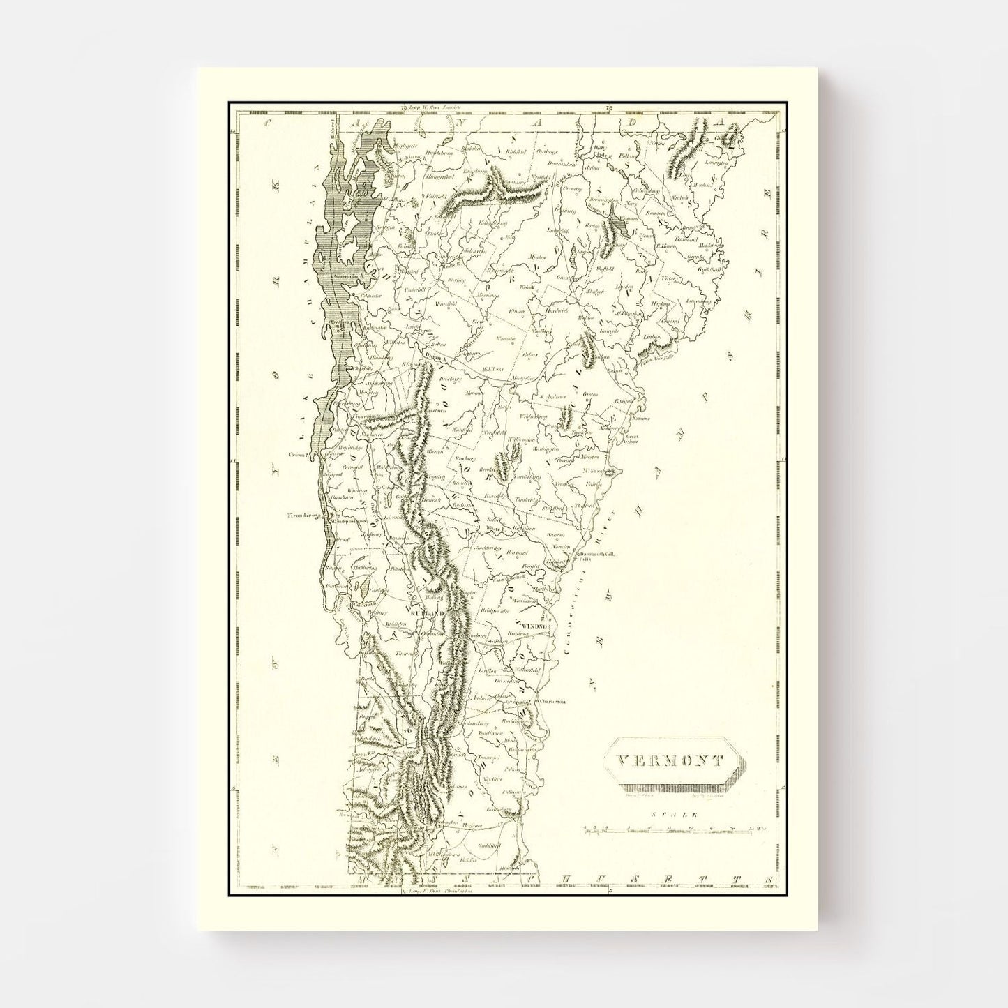 Vintage Map of Vermont 1804