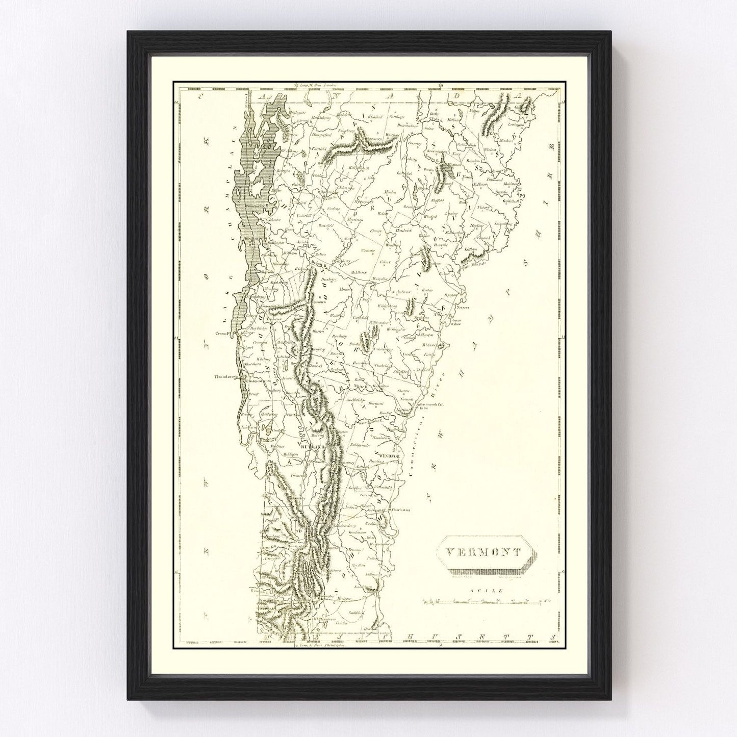 Vintage Map of Vermont 1804