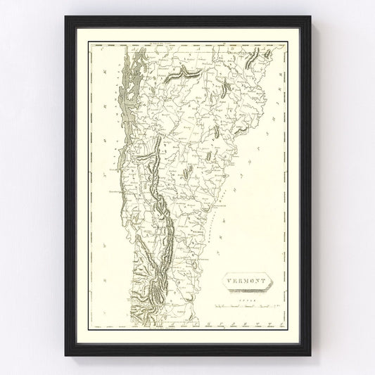 Vintage Map of Vermont 1804