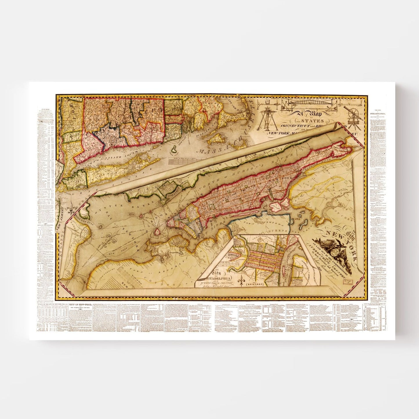 Vintage Map of New York City, New York 1821