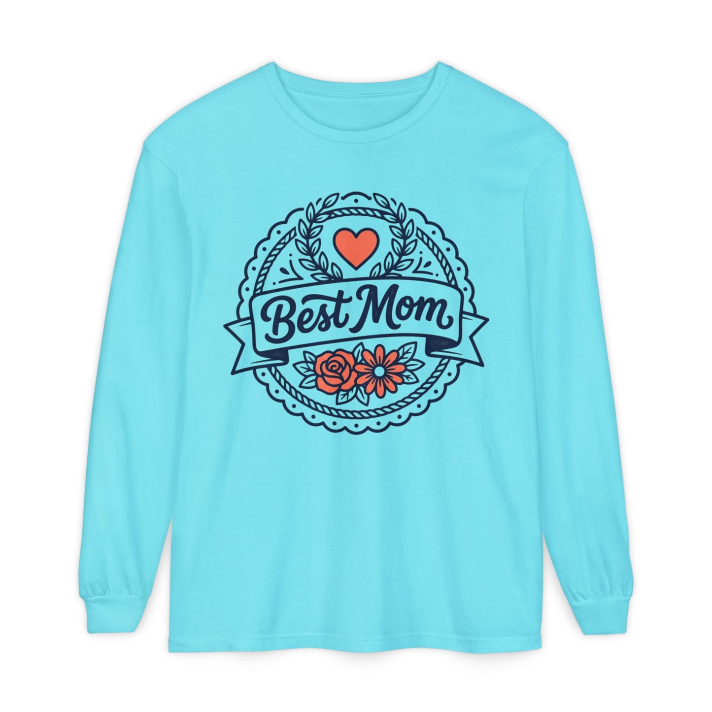 Best Mom Long Sleeve T-Shirt — Floral Heart Mother's Day Tee