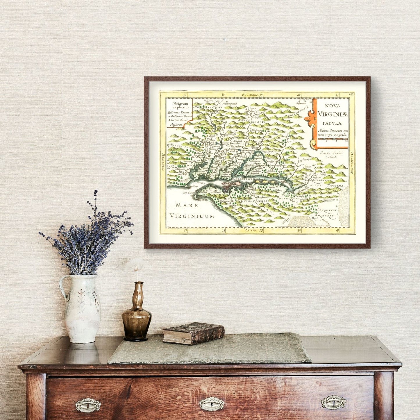 Vintage Map of Virginia 1630