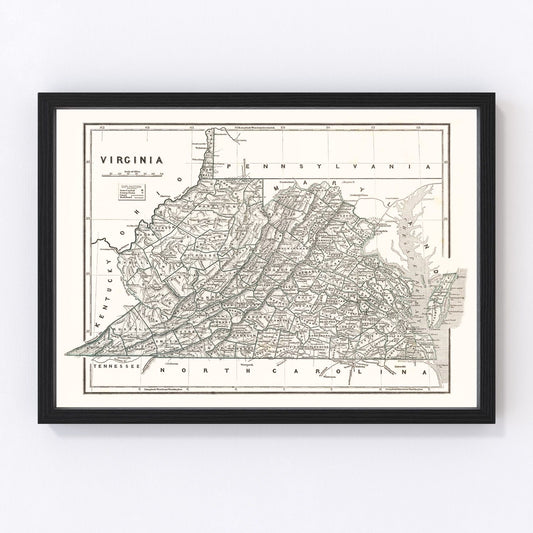 Vintage Map of Virginia 1842