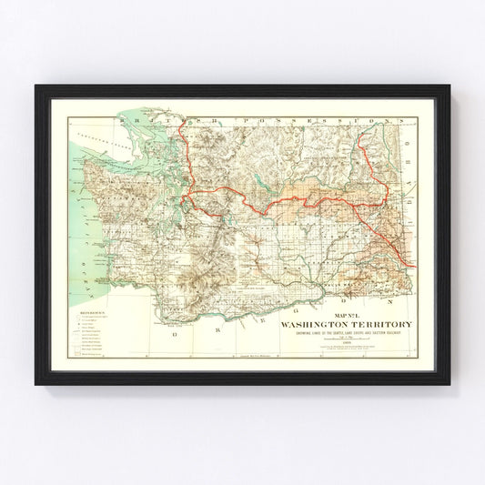 Vintage Map of Washington 1888